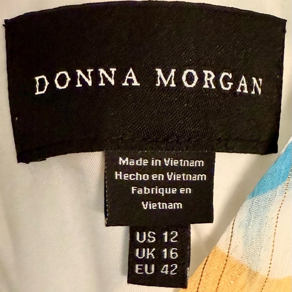 NWT Donna Morgan for‎ Maggy London NOA Tiered Maxi Sundress Cream/Blue Size 12 - Picture 7 of 13